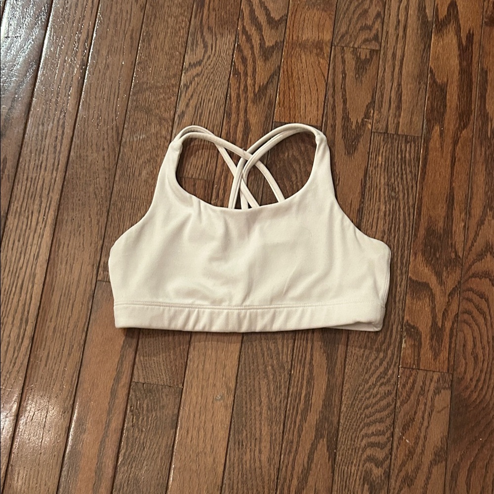 ATHLETA girls white sports bra with strappy back